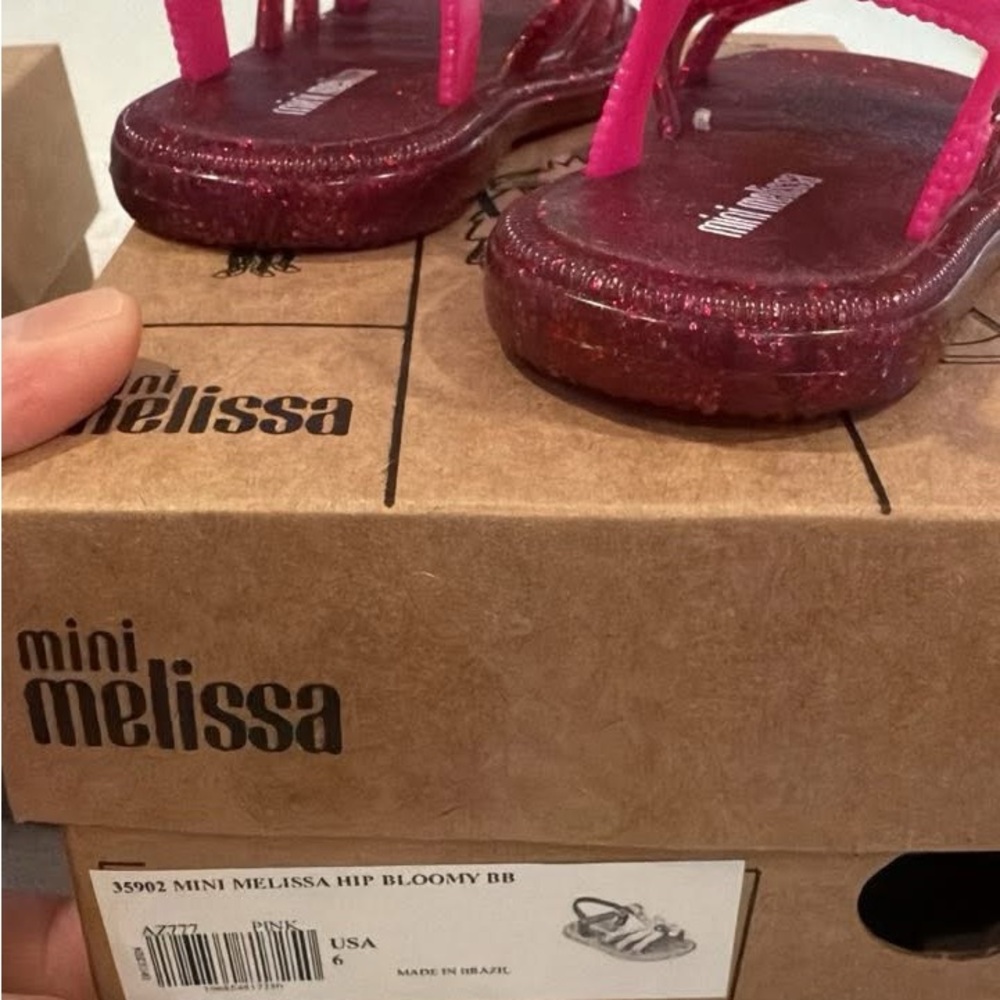 Mini Melissa Green and Pink Floral Sandals, used once - Picture 2 of 3